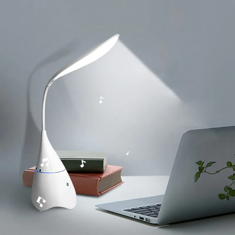 Touch Bluetooth Audio LED Dimmable Desk Lamp 3 Modes Refugeable Bedside Table Light Phone Holder Fold Fold Indoor Lighting