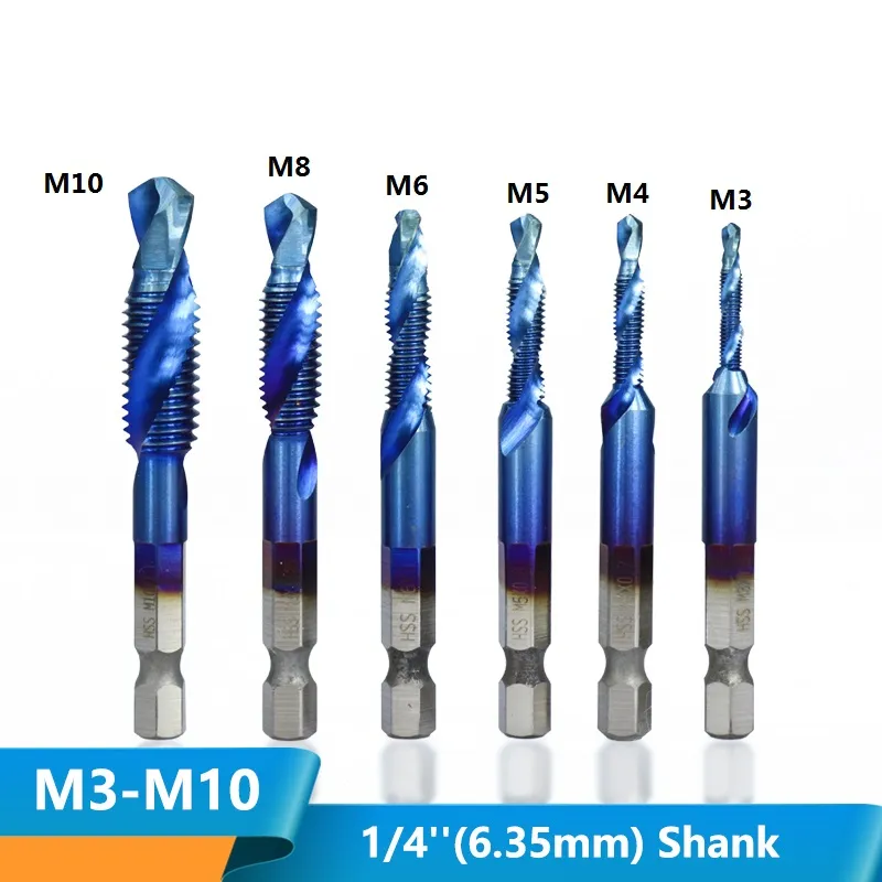 2022 Nova Perfuração Elétrica Ferramenta Especial Ferramenta Especial Hex Hex Torneira Métrica Métrica 1 / 4mm Shank M3-M10 HSS Tap Tap Set Métrica Ferramentas Especiais para Construção Perfuração Tap Drill