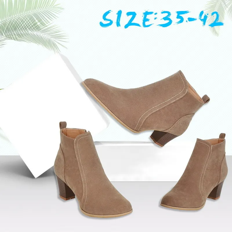 Het sale-ck med kvinnor booties flock ankel stövlar kvinnlig mode boot xl suede botas mujer