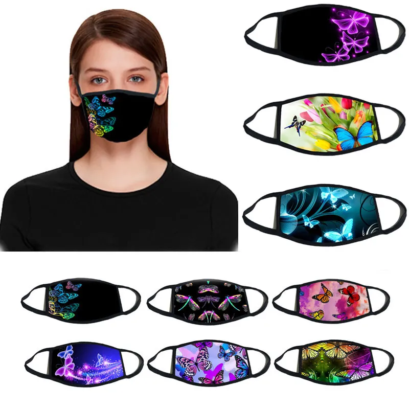 Masque facial design Masque papillon 3D anti-smog anti-poussière pur coton respirant version printemps et automne de masques faciaux activés pm2,5