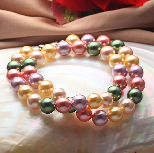 18 Inch Natural 10-11mm Mar do Sul de várias cores Shell Pearl Necklace 925 fecho de prata