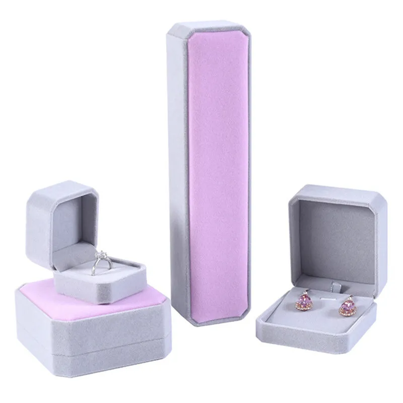 Protable Jewelry Storage Box Set Earrings Ring Necklace Pendant Collection Organizer Square Jewelry Gift Boxes Cases