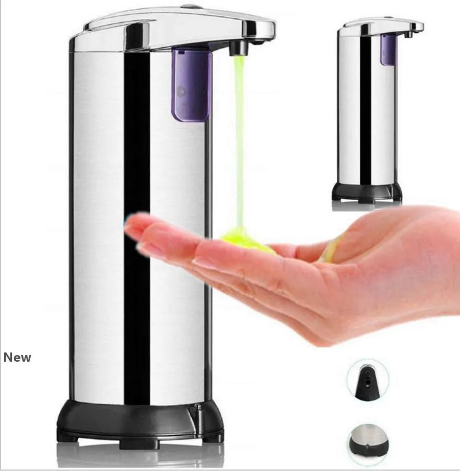Roestvrijstalen zeep vloeibare sanitizer touchless dispenser badkamer hand wassen zeepfles automatische vloeibare zeep dispenser 280ml rra3167