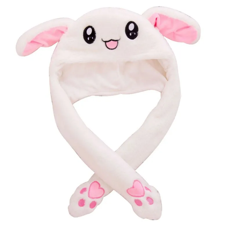 Three Colors Plush Airbag Caps Cute Sweet Animal Rabbit Hats With Moving Ears Bunny Hat For Women Child 15 5my BB