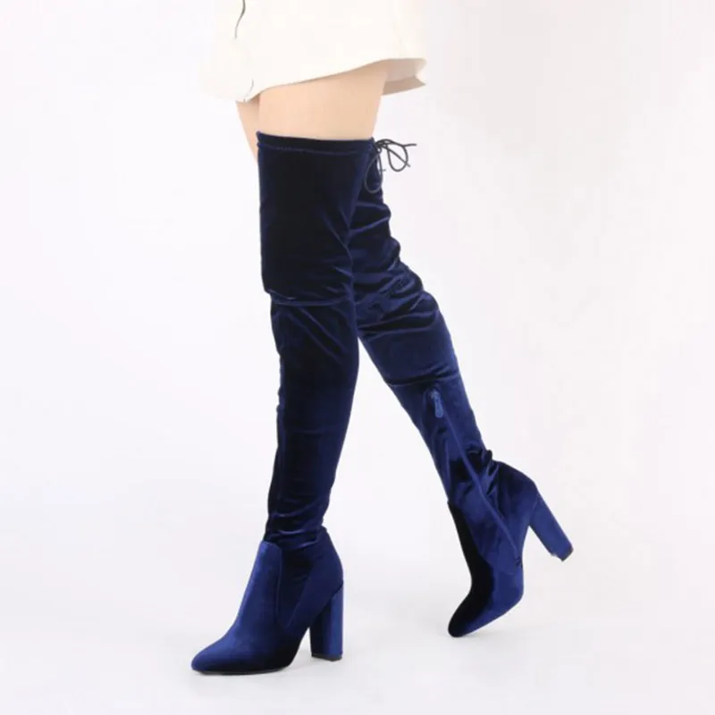 Navy blue deals thigh high boots