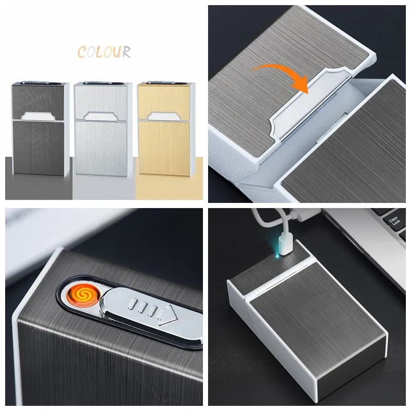 Aluminum Cigarette Case with Colorful USB Lighter and Magnet Switch  Rectangular Shell Casing Storage Box American Style from Dhgate Cigarette  Cases