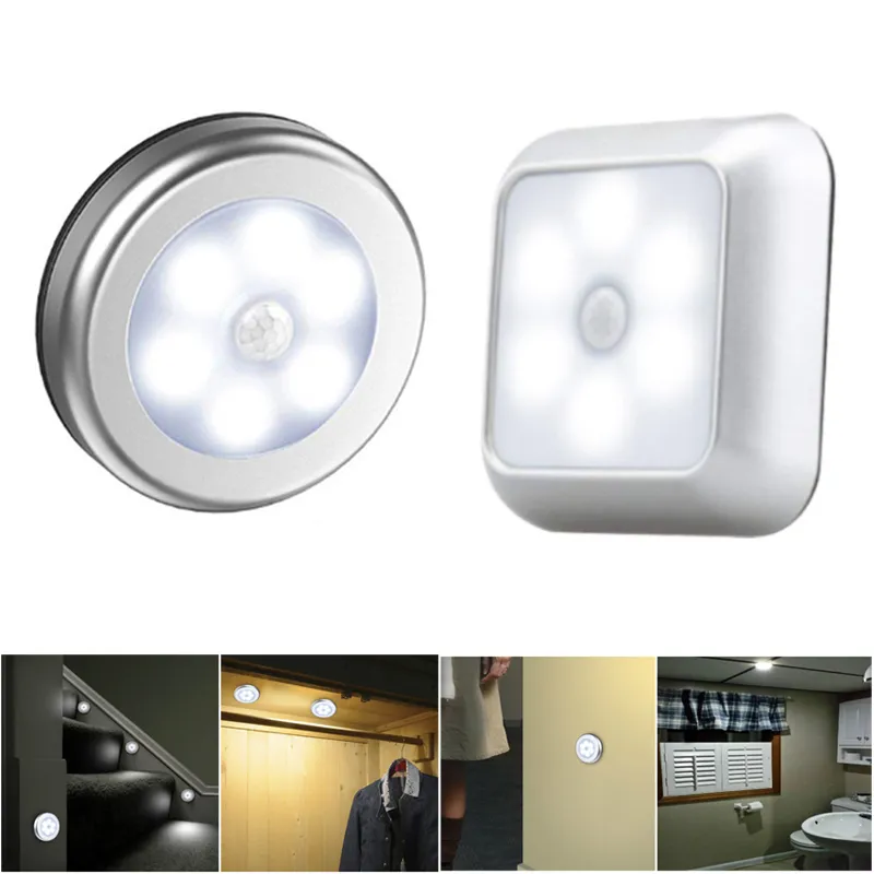 6 LED nachtlampje batterij aangedreven bewegingssensor lichte stap trap kast licht voor thuis keuken hal kast kast trappen
