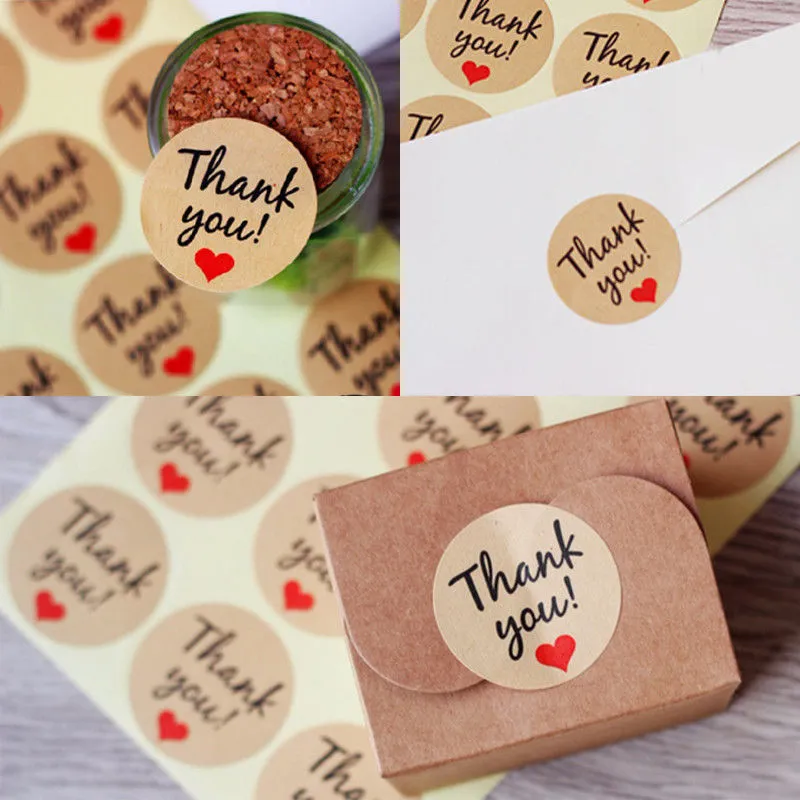 120Pcs Novelty "Thank You" Craft Packaging Seals Gold Sealing Sticker Label Gift Party Invitations Cards Seal paste