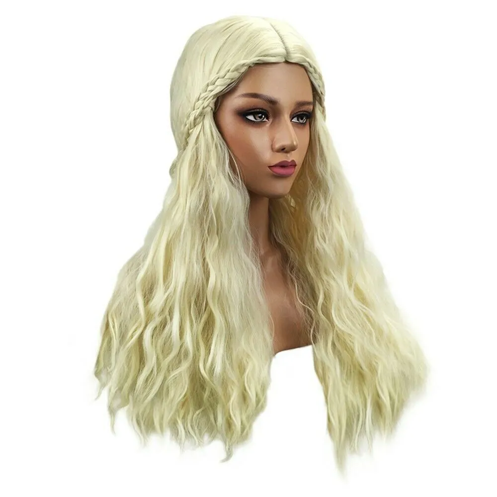 Kostenloser Versand Frauen Mode Dame Lange Lockige Wellenförmige Haar Party Cosplay Synthetische Volle Perücke Blonde