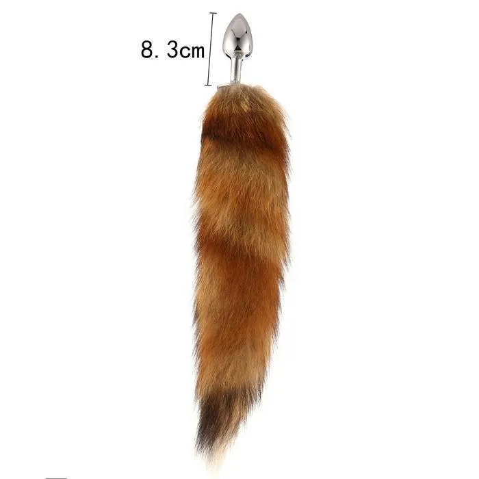 Plug anal en métal pour adulte avec queue de renard en cristal véritable, jouet sexuel érotique pour couple_voghion.com