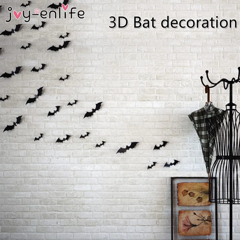 Décoration d'Halloween 3d noir PVC Bat DIY DÉCOR MALLER Autocollant Halloween Party Decques effrayant la fête d'Halloween décoration2475443