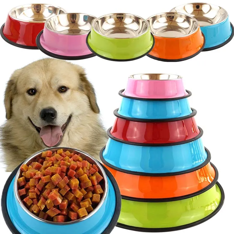 2020 dog bowls Stainless Steel Puppy Dog Feeder Feeding Food Water Dish Bowl Pet Dogs Cat New dog bowl stainless steel