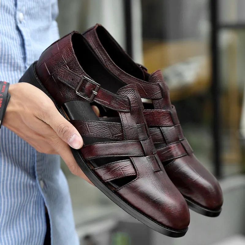 Italian Style Fashion Genuine Leather Sandals For Men Business Dress