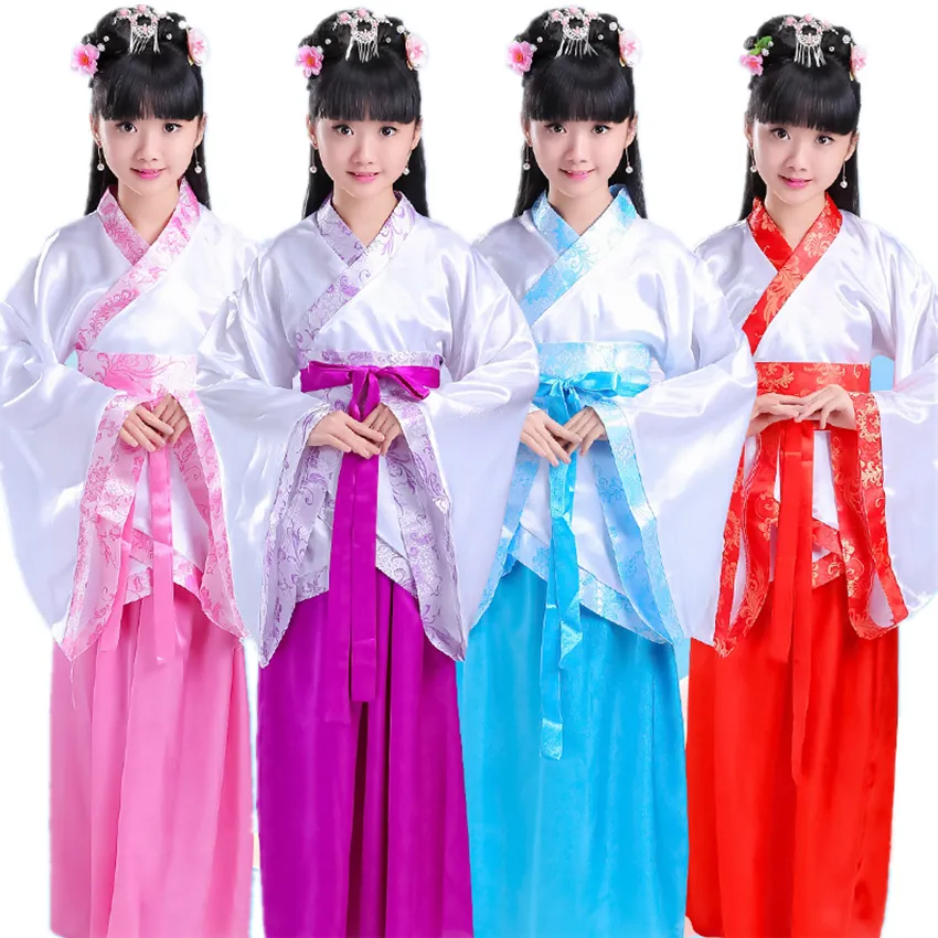 Princess Festival Outfits Dynasty Kids Dance Costumes Adult Hanfu Fotografie Fancy Folk Jurken Solid Oude Nationale Kleding