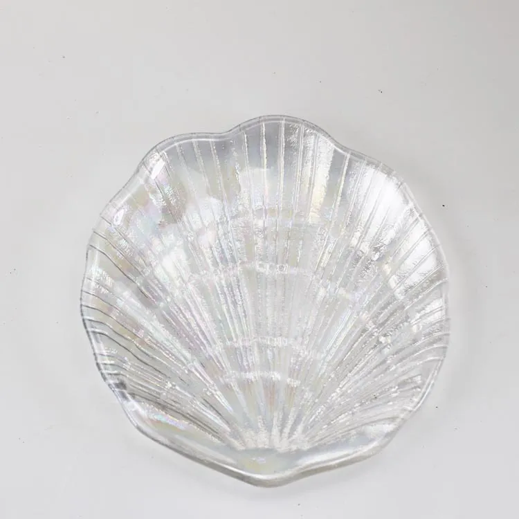 Rainbow Shell Dish Dazzle colour Shell Shaped Glass Plate Wedding Tableware Decoration Fruit Dessert Dishes Cake Plate for Party GGA3207