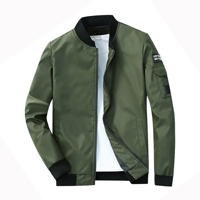 Bomber jacka män 2019 våren ny casual smal passform mens windbreaker jacka sportkläder solid mode mens rockar tunna manliga outwear