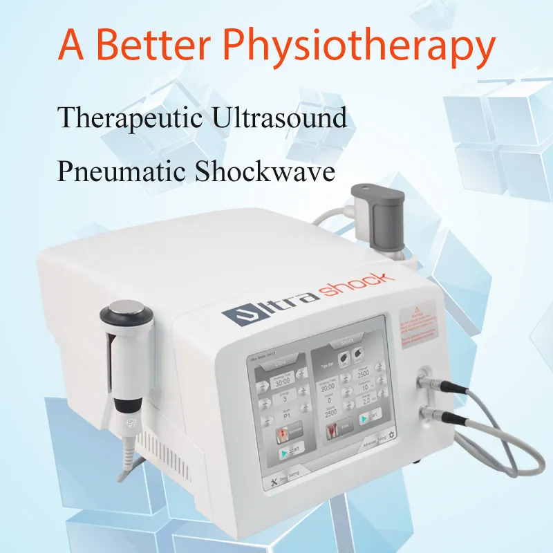 Ultraljudsbehandlingsmaskin Shockwave PhysioTherapy Equipment ESWT Therapy Enhet för skador Rehab Kombinera ultraljud och Shockwave Therapy