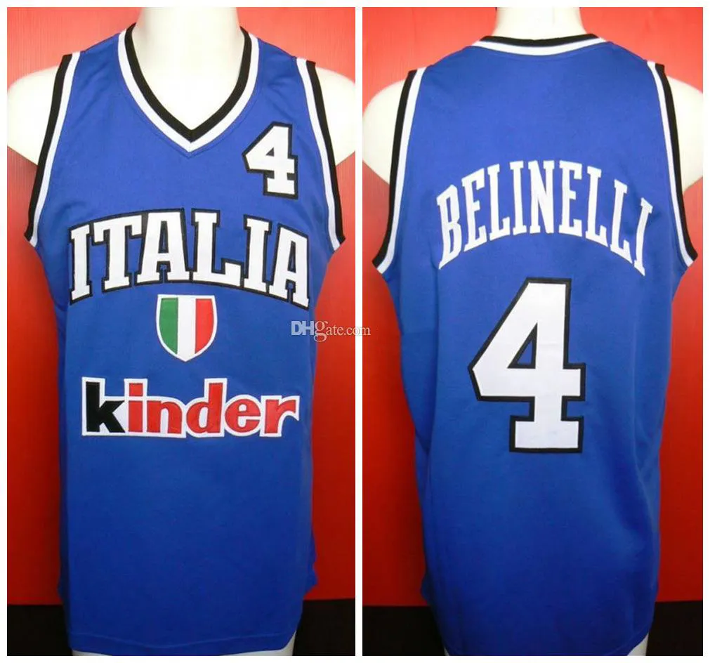 Marco Belinelli # 4 Team Italia Italie Italiano rétro Basketball Jersey Mens Ed Custom n'importe quel numéro de numéro de numéro de numéro