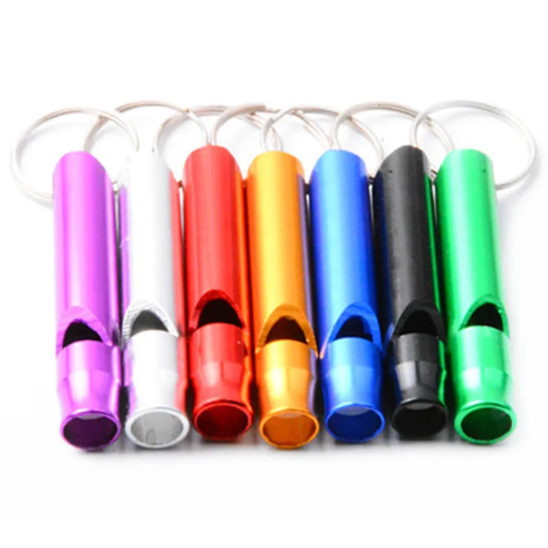 Hurtownie Mini aluminiowy gwizdki dla treningu z kluczem brelok pierścień Outdoor Survival Emergency Exploring Puppy Whistles DBC BH3130