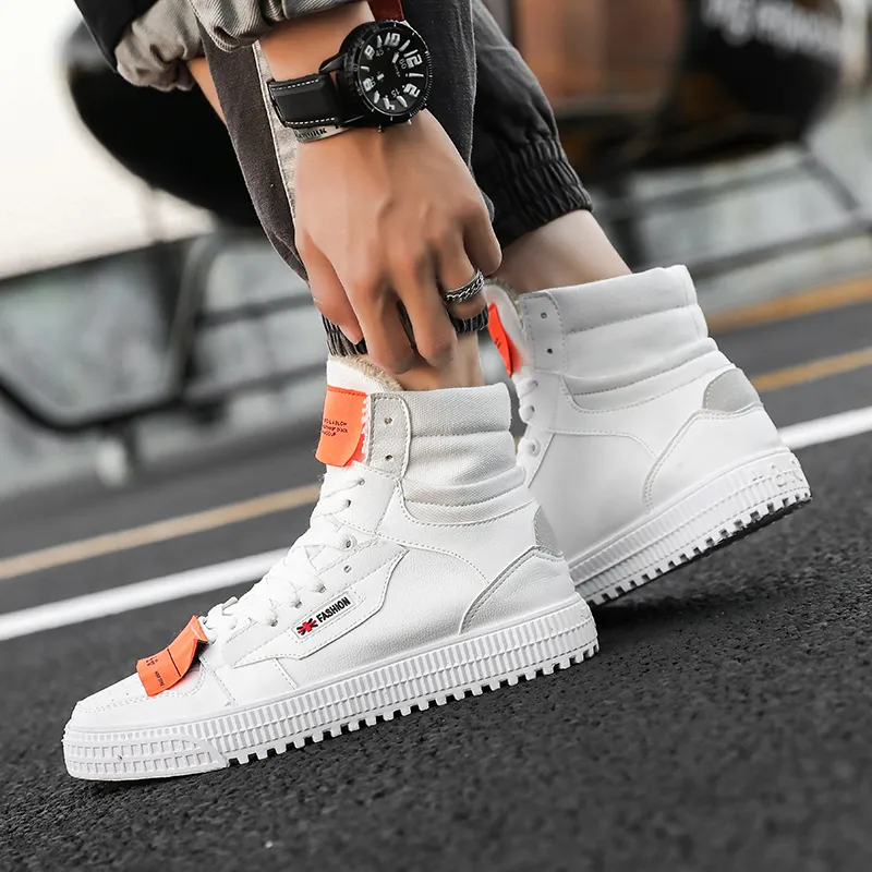 Fashion Boots Handsome Stitching Men Shoes Outdoor High Top Casual Breathable Spring Non-slip Men`s K3