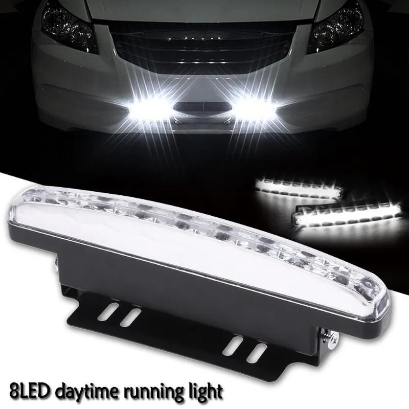 2 sztuk / partia 8 LED Lightime Running Light Cars DRL Fog Driving Daylight Reflektura Automatyczna Biała Wodoodporna Lampa