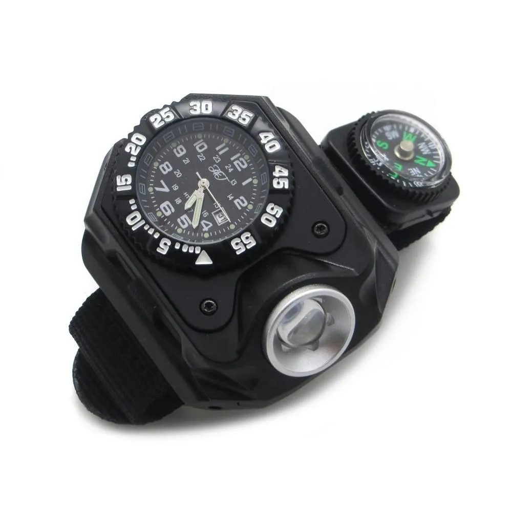 50 Pz HT 8118 3 In 1 Torcia Torcia Sport LED Display Della Data Dellorologio Con Cinturino In Tela Funzione Bussola Orologio Da Polso Con Luce Intensa Allaperto Da 16 79 DHgate