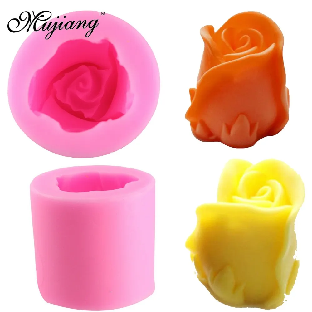 Stampi da forno Mujiang Rose Flower Stampi per candele in silicone Resina Argilla Stampo per sapone Gumpaste Cioccolato Fondente Strumenti per decorare torte Cottura in cucina