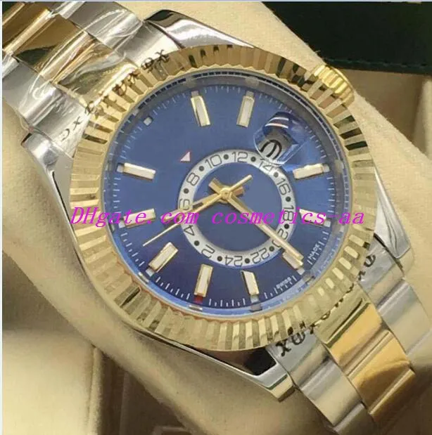 ساعة فاخرة 4 Style 326933 Sky Sweller Gmt Working Steel 18k Gold 40mm Watches Luminous 326938 326935 Fashion Mens Watch Watch Watch