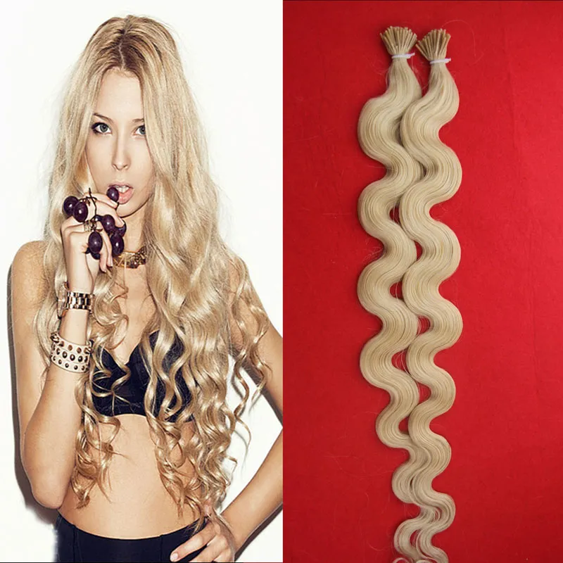 I Tip Hair Extensions 1G / S Blonde Haar Braziliaanse Body Wave Keratin Stick Tip Hair Extensions 100g Onverwerkte Maagd Braziliaans