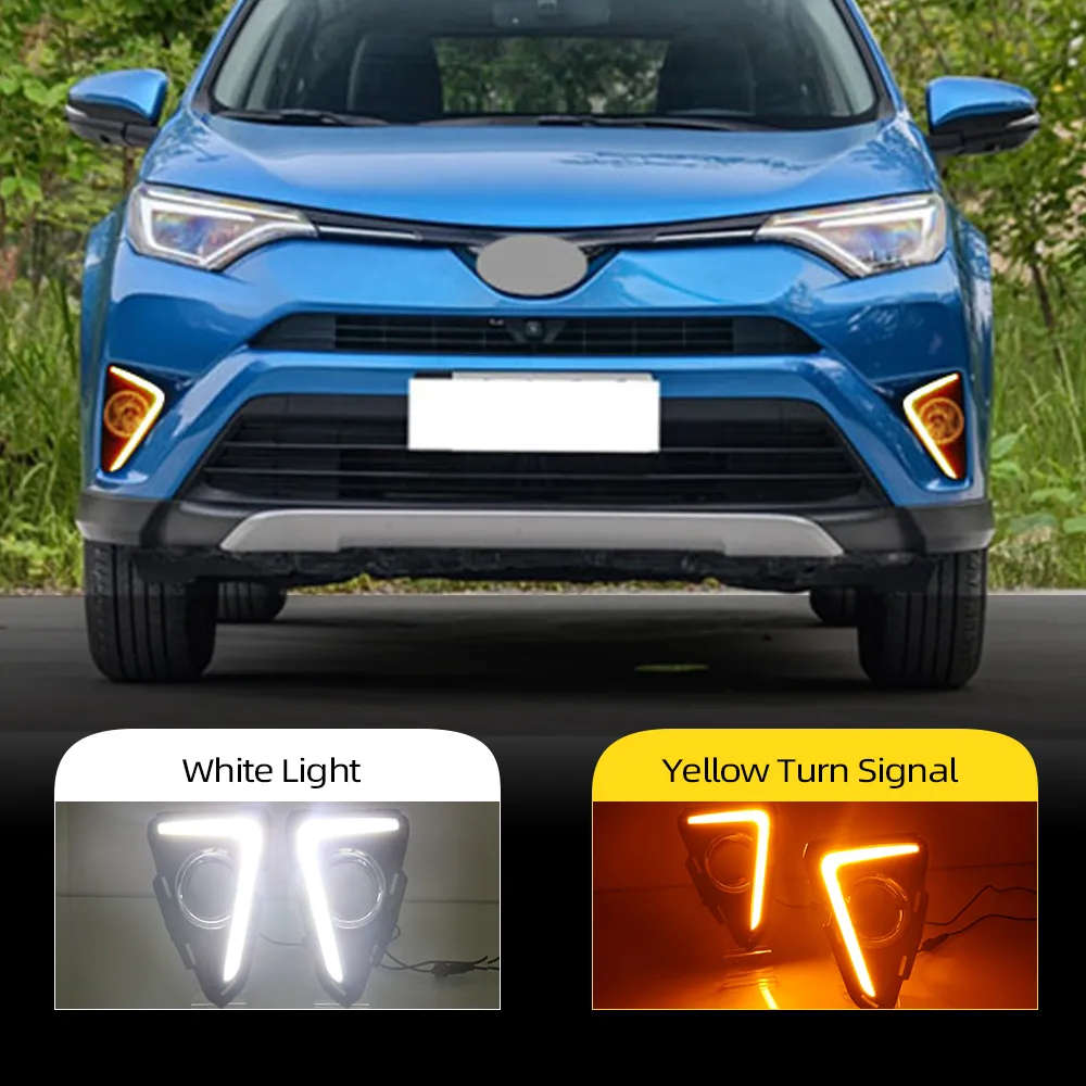 LED Fog Lights With DRL For 2016-2018 Toyota RAV4 – Front Bumper Lamps (w/ Wiring)