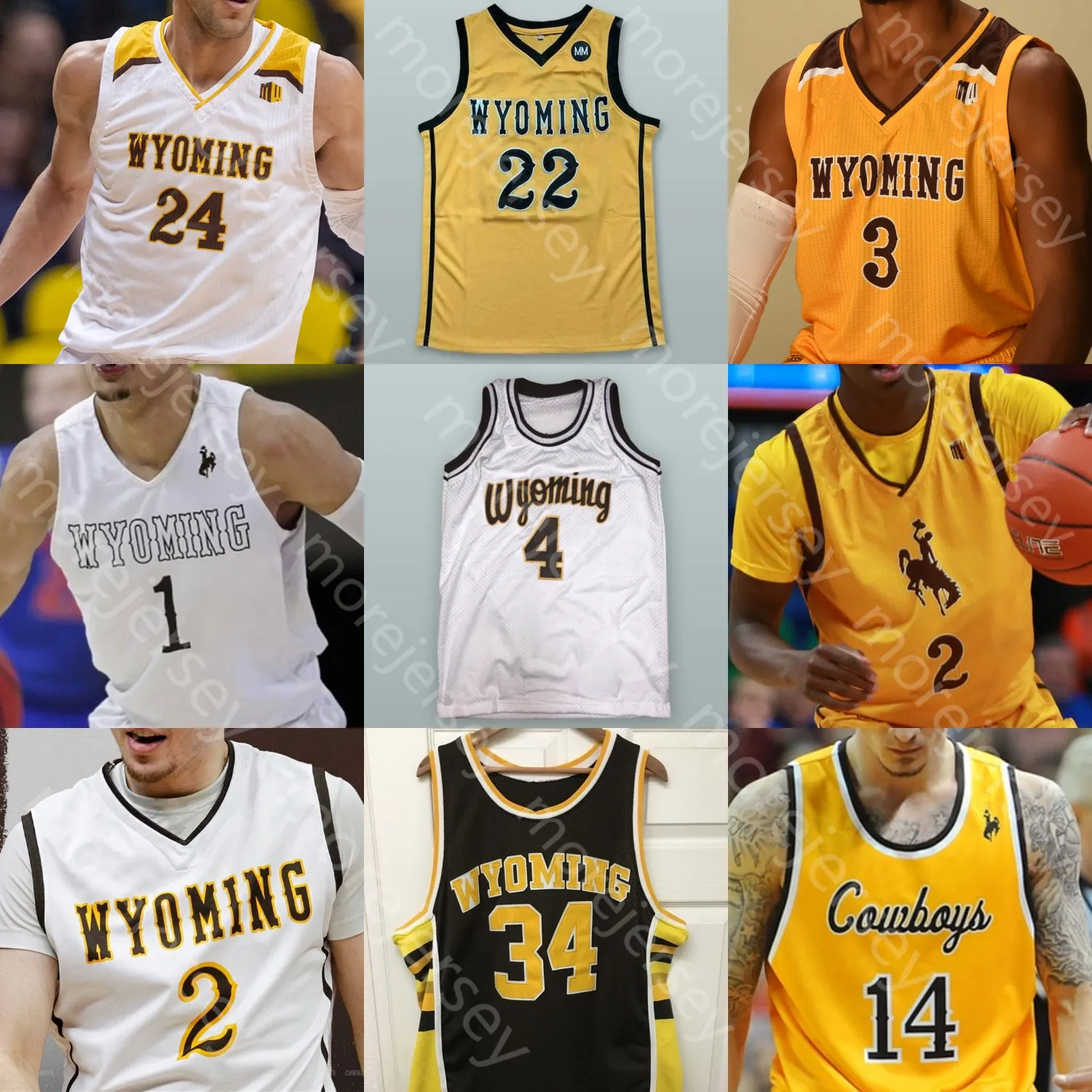 Aangepaste Wyoming Cowboys basketbaltrui NCAA College Larry Nance Jr. Hunter Maldonado Jake Hendricks Kwane Marble II Hunter Thompson Taylor