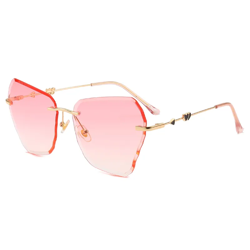 Topo Senhoras Personalidade Óculos de Sol Marca Designer Óculos de Sol do Amor Óculos de Quadro de Ouro Senhoras High-end Irregular Moda óculos de sol com caixa