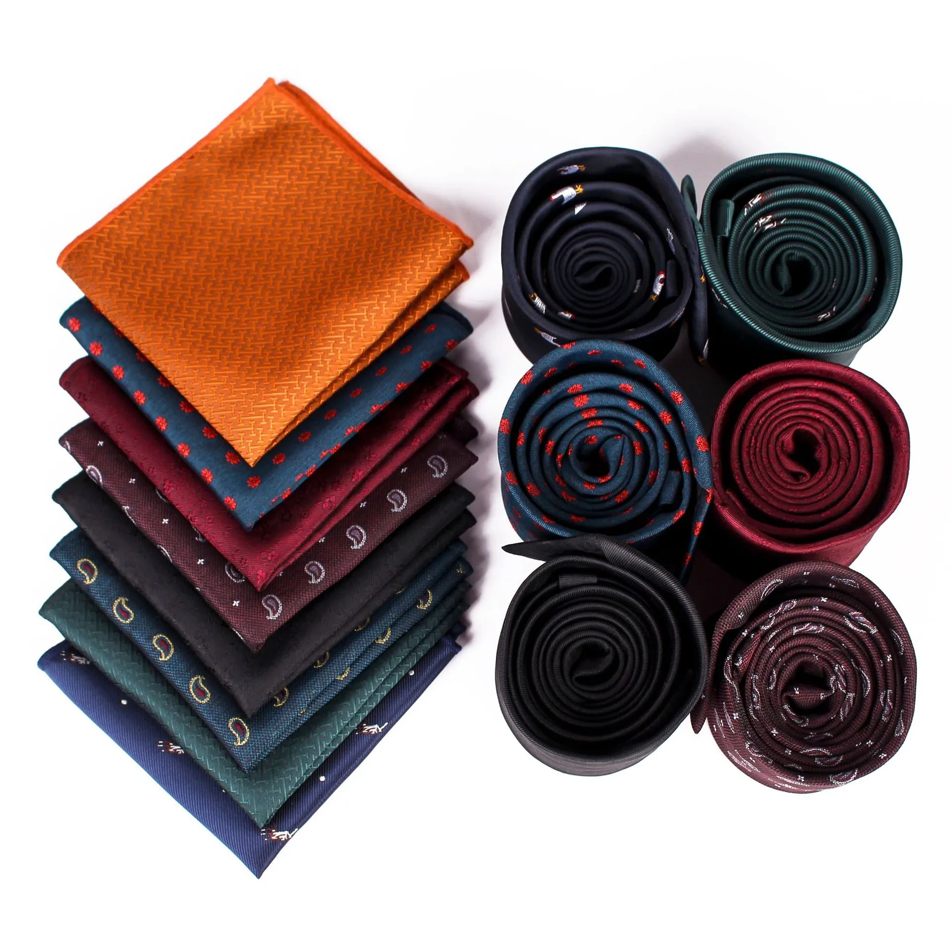 2021 Men Stripe Pocket Squares and Tie Set Handkerchief Hankies Suit Neck Tie Set Gentlemen Bridesgroom Groomsman