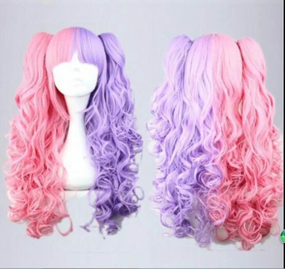 Two Pigtails Curly Anime Wig with Average Cap Size for  display picture 2