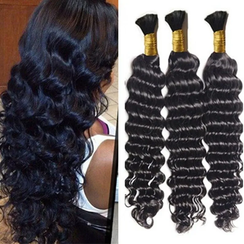 Brazilian Deep Curly Human Braiding Hair Bulks No Weft Deep Wave