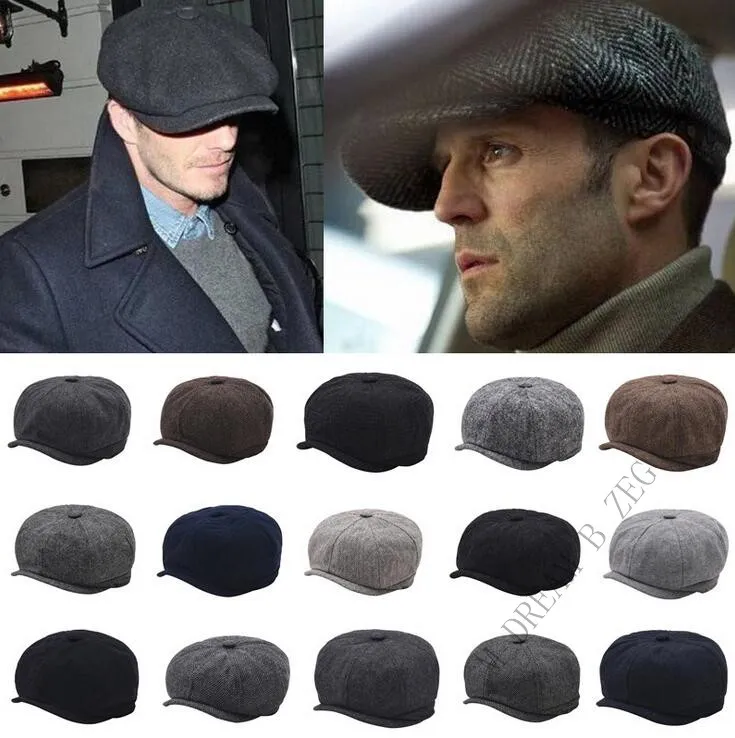 40 Styles Vintage Flat Peaked Gatsby Cap Men Star Casual Advanced Cap Outdoor Sports Caps Sun Cappelli a tesa spessa Berretti Spedizione gratuita