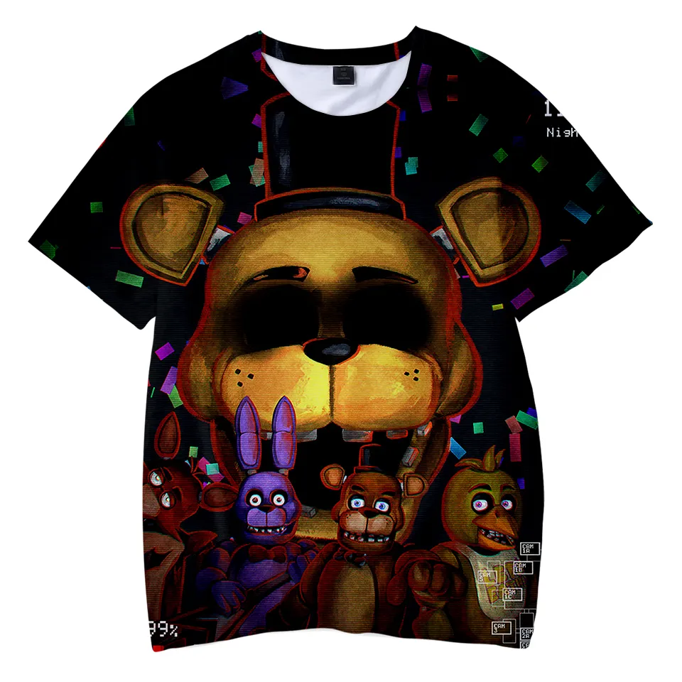 Five Nights at Freddy's Characters and Cameras Boy's Black Long Sleeve  Shirt-L 