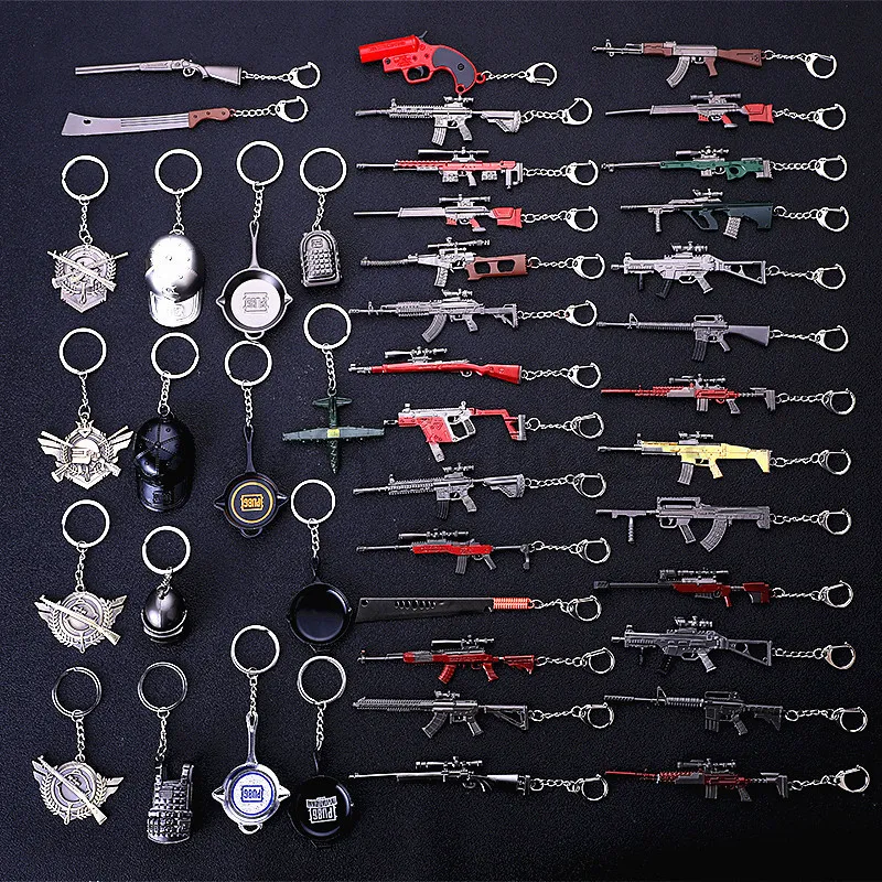 PUBGシリーズアロイメタルキーキアン120デザインKAR98K SKS M24 UMP9 SCAR-L M416 AKM M16A4 AWM GUN MODEL TOY GAME SERIES KEYCHAIN