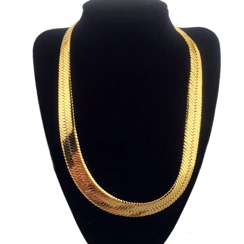 Mens 14k Yellow Gold Plated Herringbone Chain 30