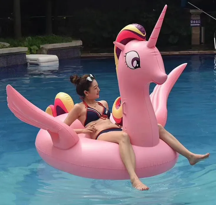 275cm Giant Inflatable unicorn Pegasus mattress floating pool boards adult swim floats Sunbathe Mat Air Swimming Ring Circle Beach Water toy