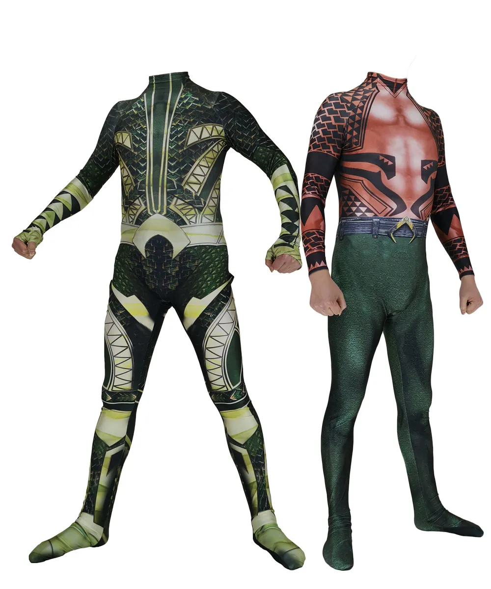 アクアマンコスプレコスチューム3DプリントライクラスパンデックスZentai Aquaman Bodyuit Halloween Party Suit