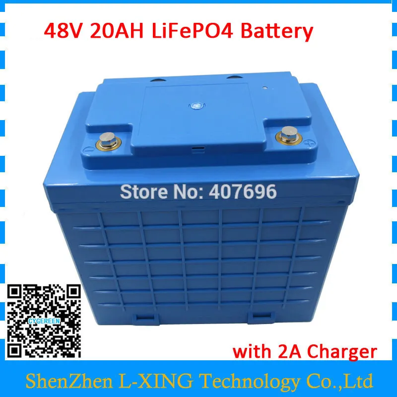 Droits de douane gratuits 1000W 48 volts lifepo4 batterie 48V 20AH haute qualité 48V LFP batterie arrière avec 30A BMS 58.4V 2A chargeur