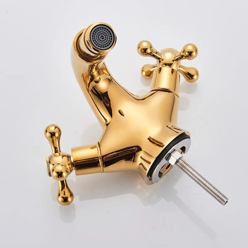 Monite Solid Brass Bathroom Wash Basin Sink Faucet Deck Mounted Polished Gold Mixer Tap From Cartridges & Filters - Price 57.22 - View #4