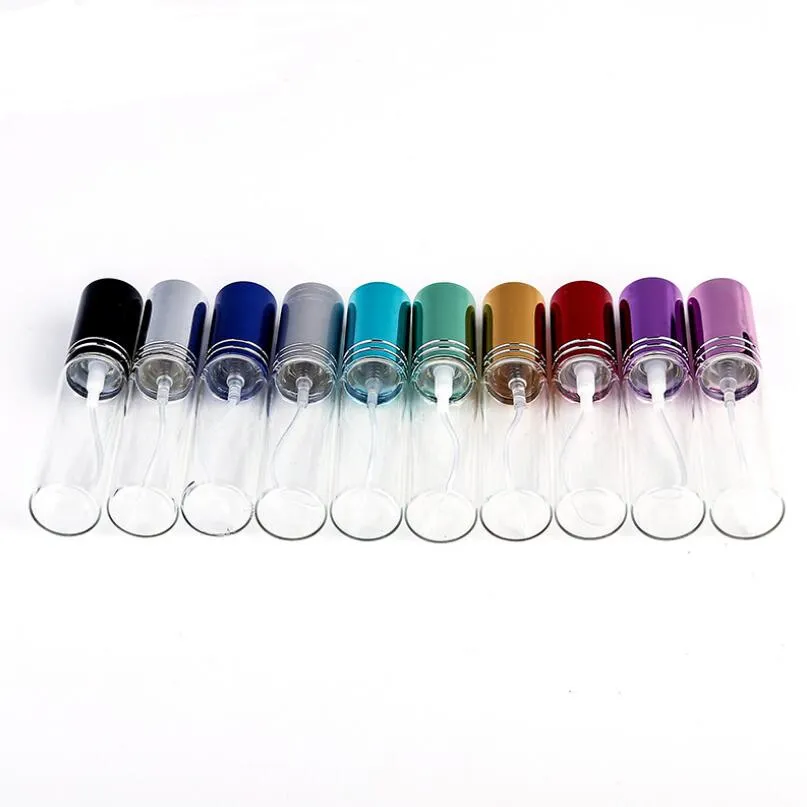 Mini 10 ml metalen leeg glas parfum navulbare fles spray parfumsontstekers flessen DHL / EMS / FEDEX gratis verzending 10 kleuren LX5594