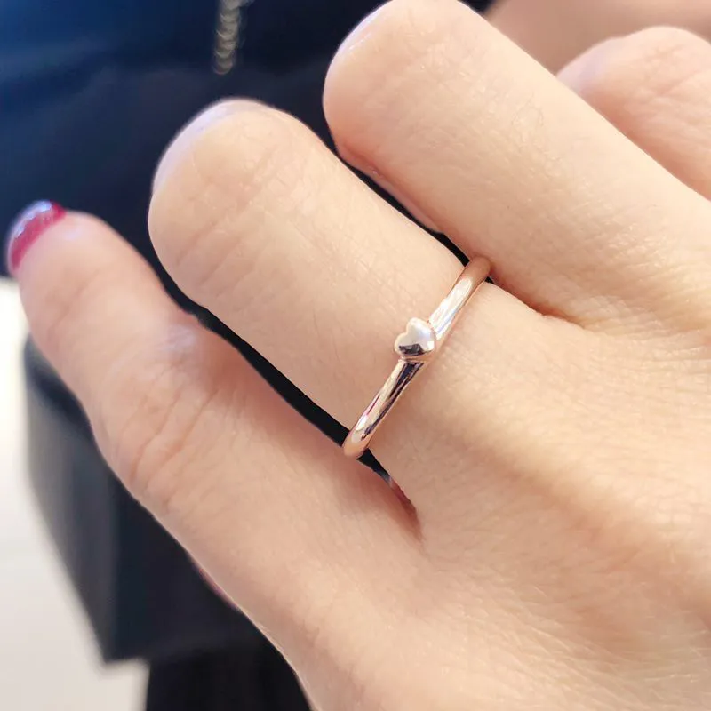 Hurtowe pierścienie zespołu w kształcie serca dla Pandora 925 Sterling Silver 14K Różowe złoty pierścień mody z oryginalnym pudełkiem