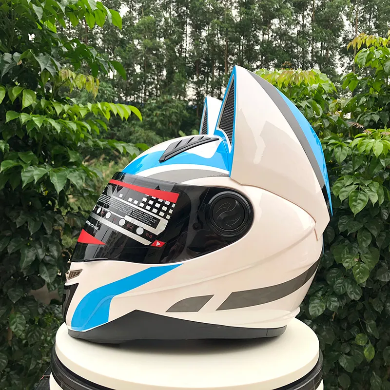 Cascos De Motocicleta Multi Azul Full Face Street Casco Mujer Y