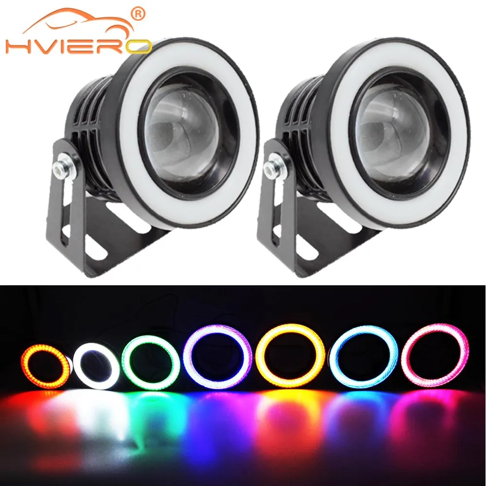 2X COB Auto Led Headlamp Angel Eyes Hole Ring Fog Lights Lens Car Headlight Bulbs DRL Daytime Running Light 3.5 3.0 2.5 Inch