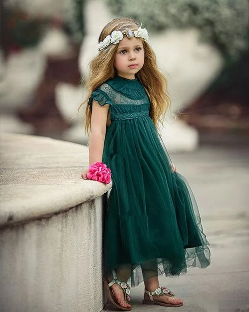 Dark green baby girl dress shop