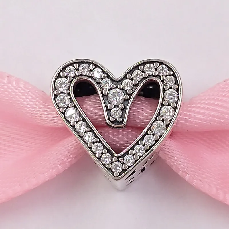 Andy Jewel 925 Sterling Silver Beads Sparkling Freehand Heart 매력 매력에 맞는 유럽 판도라 스타일 보석 팔찌 목걸이 798692C01