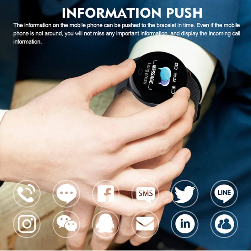 2020 Новый D19 Smart Watch Мужчины Женщины Артериальное Давление Круглый Smartwatch Водонепроницаемый Спорт Smart Watch Фитнес Трекер Для Android Ios